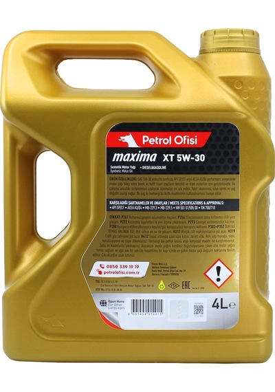 Petrol Ofisi Motor Yağı 5w30 Xt 4lt Partikülsüz