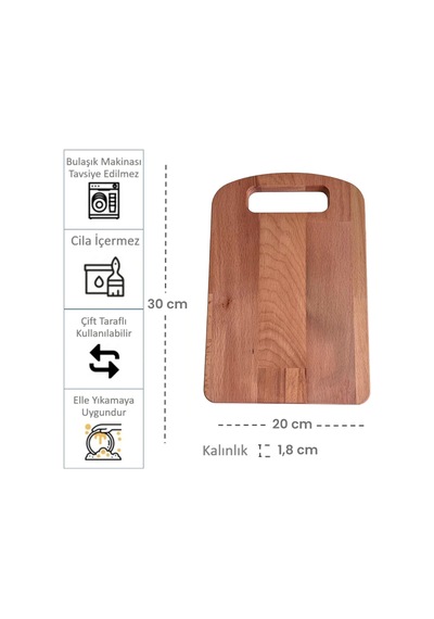 Doğal Ahşap Kesme Tahtası Ve Sunumluk 30x20 Cm Kayın Ağacı - Kl-kes763 Ahşap