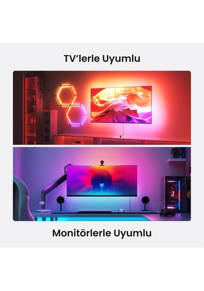Nanoleaf 4d Akıllı Tv Arkası Led Şerit Aydınlatma Başlangıç Paketi App Kontrollü 4m Maks 65inç,googl RGB