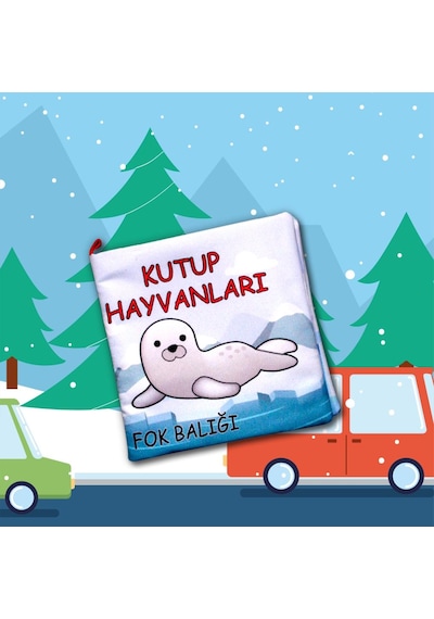 Tox Kutup Hayvanları Kumaş Sessiz Kitap T056 - Bez Kitap , Eğitici Oyuncak , Yumuşak Ve Hışırtılı
