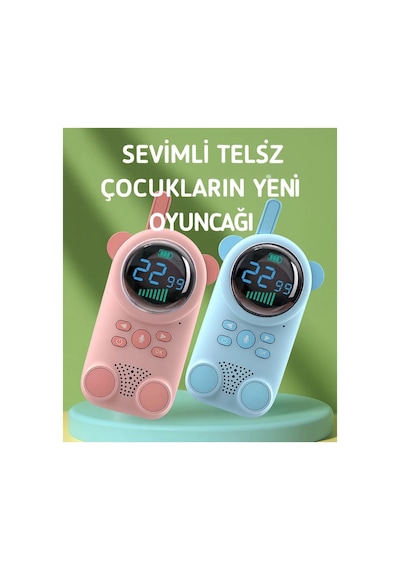 Çocuklar Için Kamp Yürüyüş El Telsizi Şarj Edılebılır 3km Menzil Mavi Pembe
