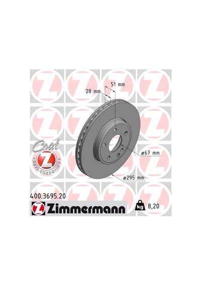 Zimmermann 400.3695.20 Fren Diski Ön Mercedes X117 C117 W176 W246 X156 A2464212412