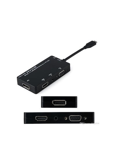 Usb 3.1 Type-C To Hdmi Vga Displayport Ses Combo Çevirici 4 In 1
