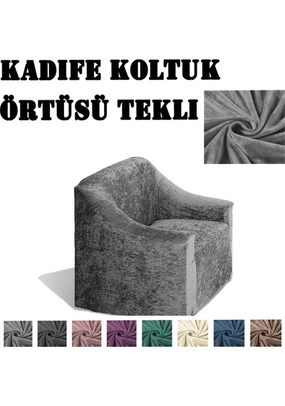 StarMall Kadife Koltuk ,kanepe, çekyat Örtüsü, koltuk Kılıfı Tekli Gri
