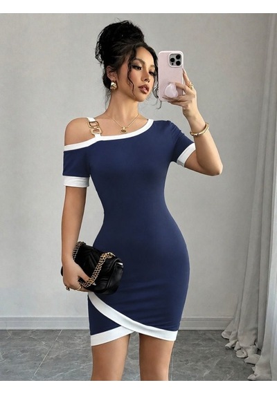 Veraura Lifestyle Kadın Kısa Kollu Asimetrik Kesim Yaka Şerit Ve Aksesuar Detaylı Modal Elbise Lacivert Veraura Lifestyle Kadın Kısa Kollu Asimetrik Kesim Yaka Şerit Ve Aksesuar Detaylı Modal Elbise Lacivert