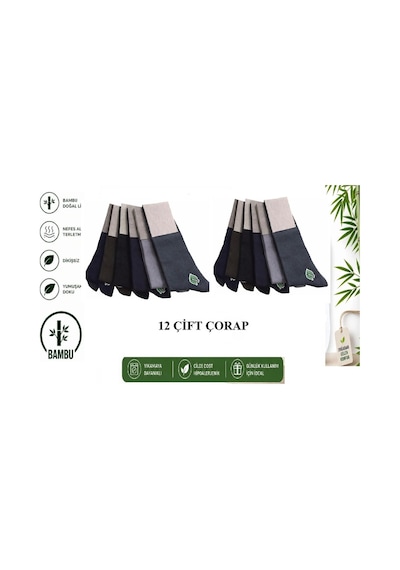 Abani Classic 12 Çift Soket Uzun Çorap Dikişsiz Bambu Terletmez Premium Mevsimlik Lüks Erkek