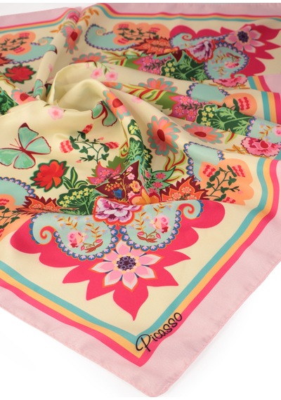 Inno 60x60 Cm Premium Saten Desenli Dikişli Fular Çok Renkli
