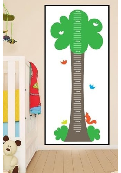 Pster21302 Ağaç Çocuk Boy Ölçer Poster Açık Ahşap