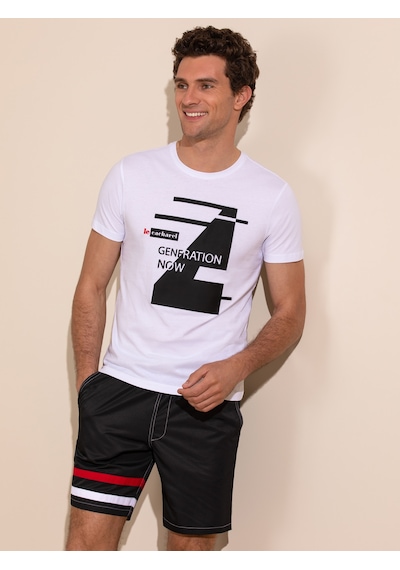 Beyaz Bisiklet Yaka Slim Fit T-shirt 15841036