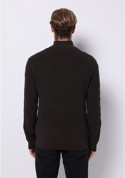 Colin's Colins Regular Fit High Neck Jakarlı Erkek Kahverengi Kazak Cl1076440 Q1.v2 Brw Kahverengi