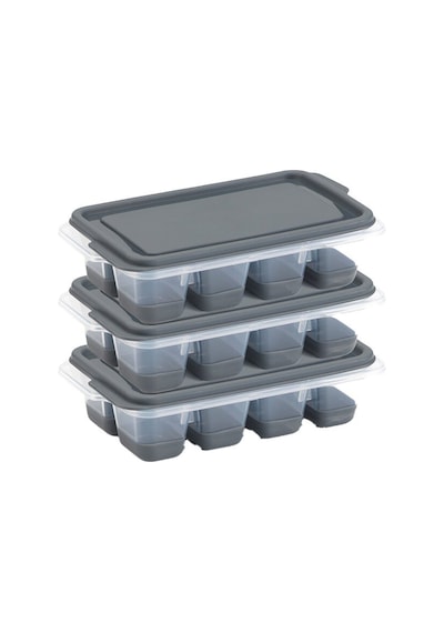Dünya Mtf-16016-999 Mini Küp Buzluk 3'lü Set 8'li Göz - Yapışmaz Silikon Tabanlı, Kapaklı- 36'li Paket Diğer