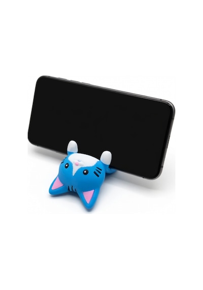 Mavi Kedi Figürlü Telefon Tutucu Stand - 3d Baskı Ofis Masaüstü Aksesuarı Ve Biblo