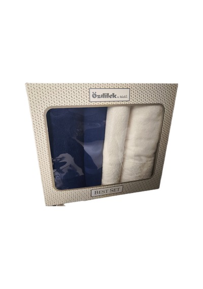 Özdilek Branch Best Set Hamam Takımı 4 Parça Havlu Seti Krem-lacivert Krem - Lacivert