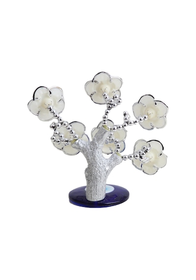 Feng Shui Nazar Boncuğu Çiçeği Hayat Ağacı Biblo Servet Çakra Şans Ağacı Mavi Göz Gül Ağacı 15 Cm.
