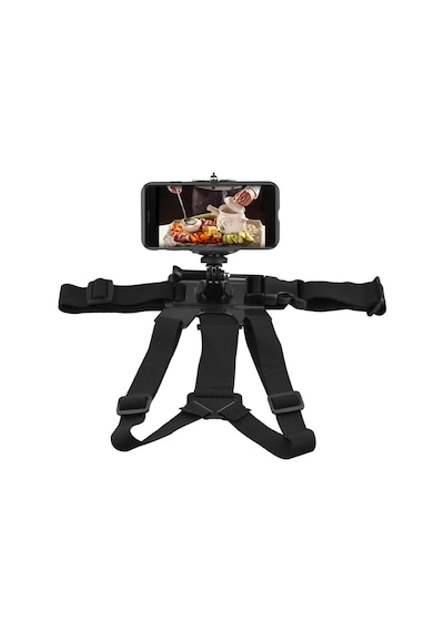 Gplus GP6026PVJ Cep Telefonu Tutuculu Vlog Video Göğüs Kemeri Siyah