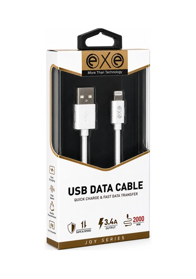 Exe Lightning Hızlı Şarj Ve Data Kablosu 3.4a 2 Metre Beyaz