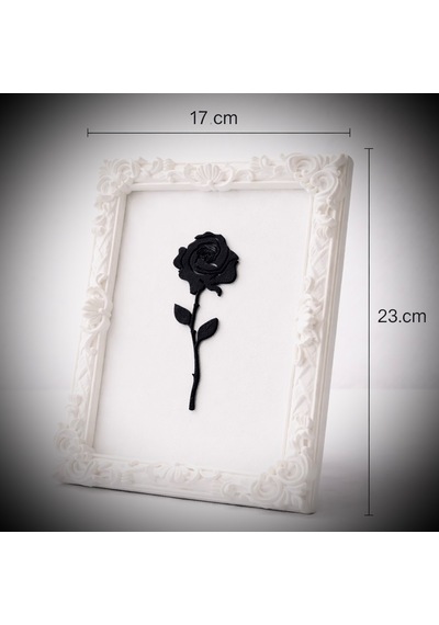 Monarch Rose Kabartma Gül Model Varaklı Beyaz Premium Tablo 170mm X 230mm Masaüstü İçin