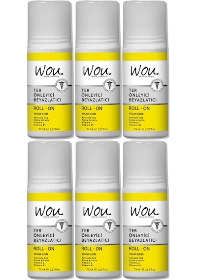 Wou World Of Unique Roll-on Unisex75ml Terönleyci Beyazlatıcı 6lı
