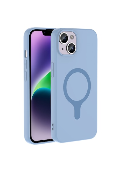 Maks Technology iPhone Uyumlu 14 Kılıf M-safe Şarj Özellikli Mkst Aris Silikon Kapak - Baby Blue