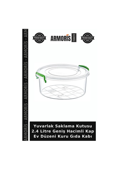 Yuvarlak Saklama 2.4 Litre Geniş Hacimli Kap Ev Düzeni Kuru Gıda Kabı Çok Renkli