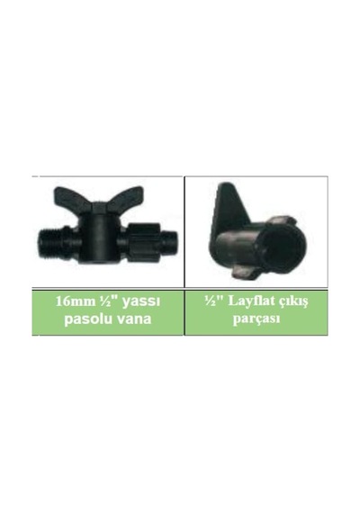 Bestpump 16mm Yassı Layflat Hortum Çıkış Parçası+damlama Vana Seti-1 Adet