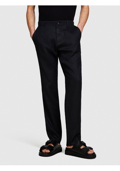 Sisley %100 Keten Slim Comfort Fit Pantolon Erkek Siyah Pantolon - 324p4aghsf049