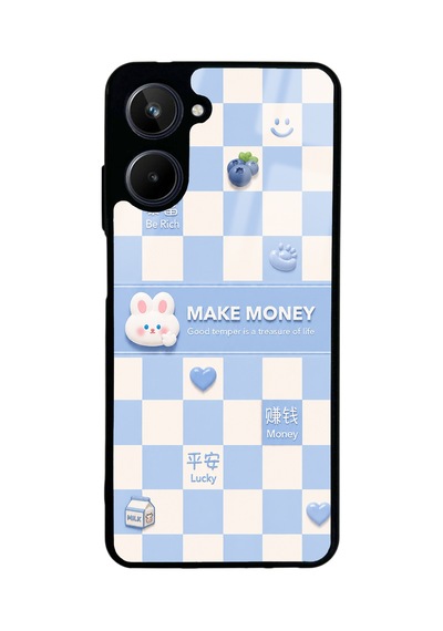 Realme 10 Blue Make Money Tasarımlı Glossy Telefon Kılıfı Mavi