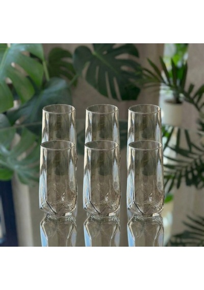 Alfafe Home 12 Li Füme Cam Su Bardağı Seti 6 Uzun + 6 Kısa Modern Bardak Takımı Su Seti