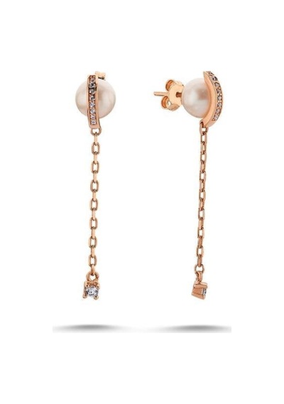 8,5 Mm Tatlı Su Doğal İnci Sallantılı Küpe Rose Rose