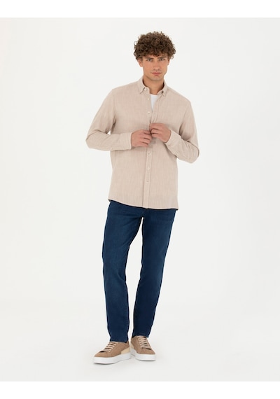Pierre Cardin Erkek Bej Desenli Gömlek 50278180-vr011 Bej