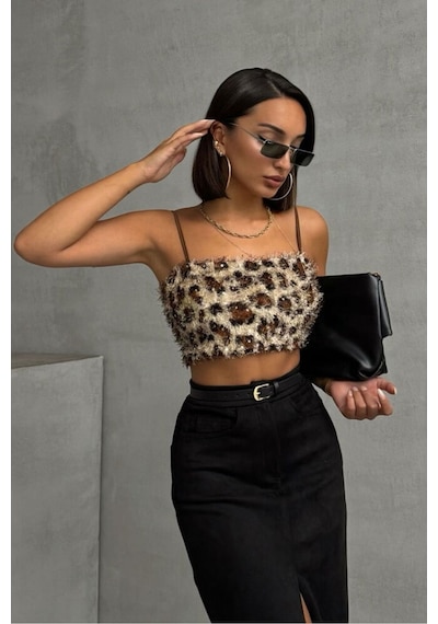 Verymoda Leopar Desenli Büstiyer F1777 L.pullu