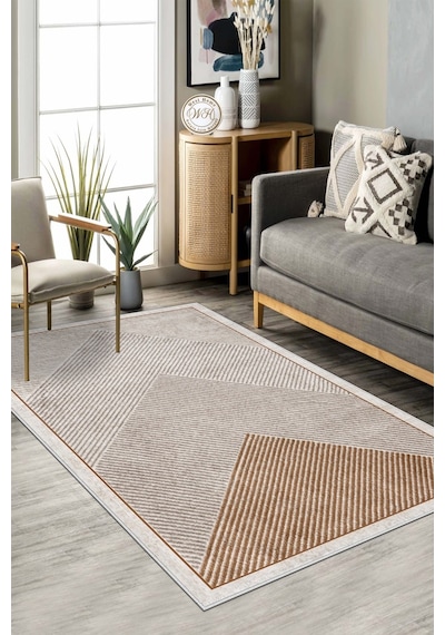 West Home Makinede Yıkanabilir Kaymaz Taban Leke Tutmaz Salon Halısı Mutfak Halısı Ve Yolluk Wh 586 Sand