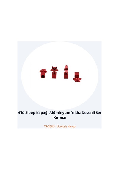 Trobus 4'lü Sibop Kapağı Alüminyum Yıldız Desenli Set Kırmızı