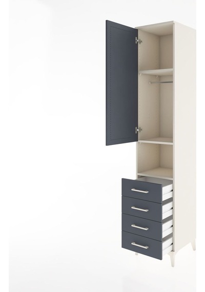 Hyperion Dolap 3 Raflı 4 Çekmeceli Tek Askılı 44x44x221 Aytaşı-antrasit Aytası