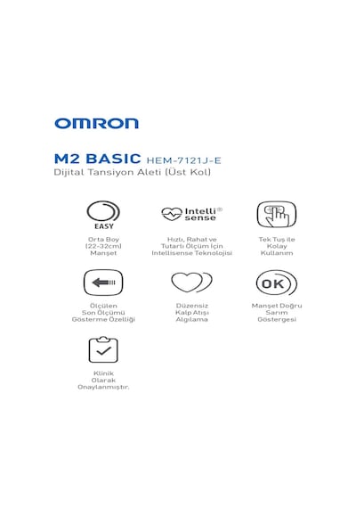 Omron M2 Basic Üst Koldan Pilli Dijital Tansiyon Aleti – Göstergeli 5 Yıl Garantili + Taşıma Çanta Hediyeli