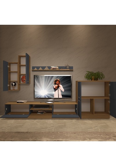 Decoraktiv Eko 6b Mdf Dvd Tv Ünitesi Tv Sehpası - Pera Antrasit Antrasit - Açık Ceviz Decoraktiv Eko 6b Mdf Dvd Tv Ünitesi Tv Sehpası - Pera Antrasit Antrasit - Açık Ceviz