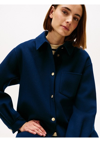 Tommy Hilfiger Çift Taraflı Yün Karışımlı Normal Kesim Kadın Mavi Ceket Ww0ww46558c1g Mavi