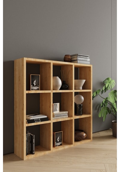 Classy 107oya 9 Raflı Kare Kitaplık Safir Meşe