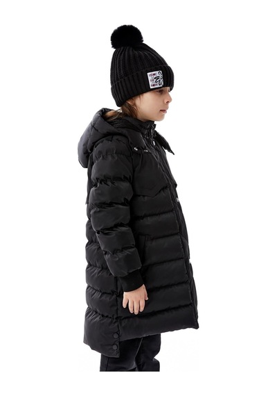 Kız Çocuk Kapüşonlu Kışlık Şişme Mont 51356 Siyah