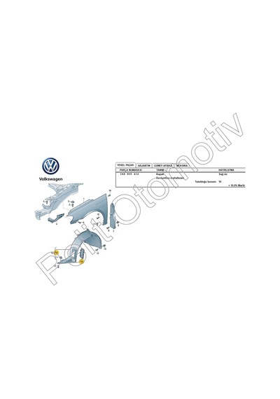 Scirocco Sağ Ön Çamurluk Davlumbaz Kapağı 1K8805414 ()