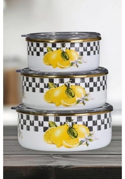 Lemon Emaye Üçlü Saklama Seti 12v