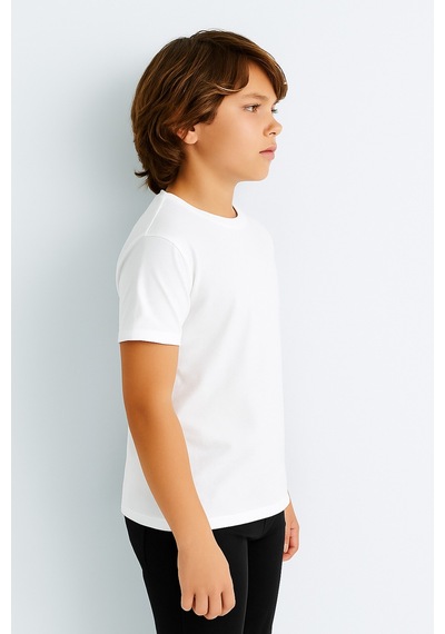 Esila Kids Çocuk Tişört Unisex Kısa Kollu Pamuklu Beyaz