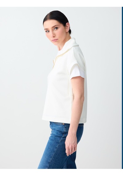Jimmy Key Jimmy Key Beyaz Fermuarlı Balıkçı Yaka Kolsuz Örme Sweatshirt 6sw235710100