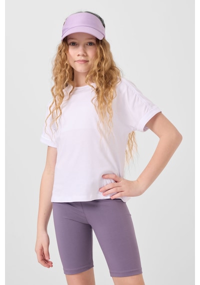 Tommylife Eflatun Pamuklu Kısa Paça Standart Fit Basic Kız Çocuk Tayt - 75188 Eflatun