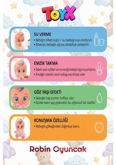 Ağlayan Ve Konuşan Et Bebek 20 Cm Su İçen Bebek Oyuncağı 3+ Yaş Mavi
