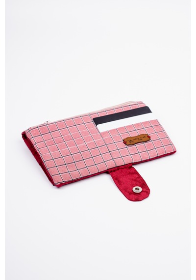Fabric Craft Bag Kadın Cüzdanı, Kişiselleştirilebilir İsimli, Pamuklu Kumaş Kırmızı - Siyah