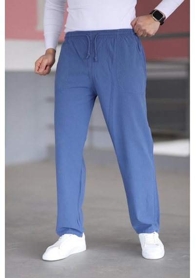 Myrab Denim Erkek Keten Ham Bez Yaz Ayının Vazgeçilmezi Rahat Kalıp Mavi