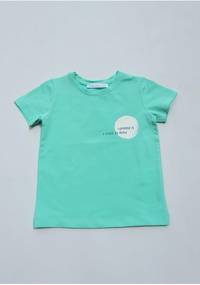 Erkek Bebek Pamuklu, Rahat Kalıp Arka Baskılı Tshirt-6968-yeşil Yeşil