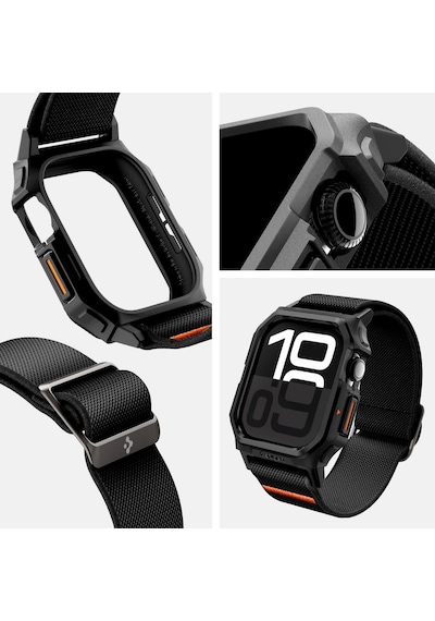 Apple Watch 42mm Seri 11/10 İle Uyumlu Kılıf & Kordon Kayış Lite Fit Pro Matte Black - Acs08594 Çok Renkli