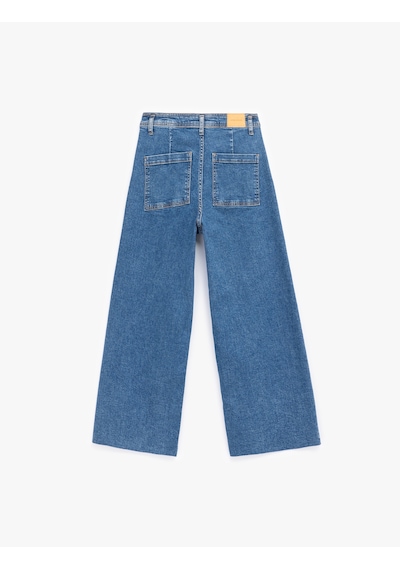Koton Yüksek Bel Rahat Kesim Geniş Paça Pamuklu Jean Pantolon - Culotte Jeans Koyu İndigo 6wal40013md Dark Indigo Koton Yüksek Bel Rahat Kesim Geniş Paça Pamuklu Jean Pantolon - Culotte Jeans Koyu İndigo 6wal40013md Dark Indigo